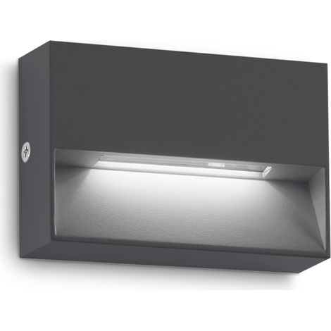 Applique Da Parete Contemporanea Dedra Alluminio Grigio Led 1,5W 3000K Ip65