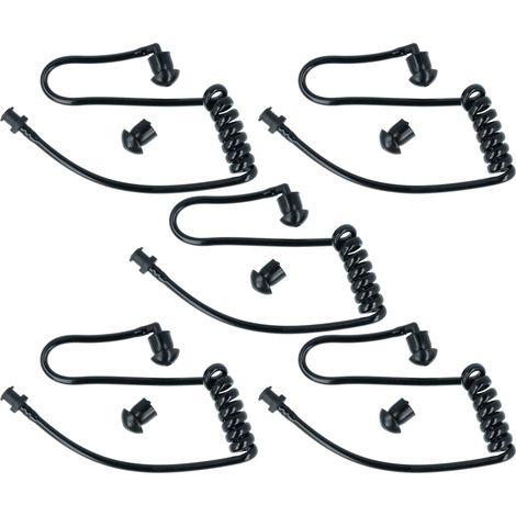 vhbw 5x Bodyguard Headset Tube Earpiece, 10x ear plug for Headset, Two Way Radio - transparent / black