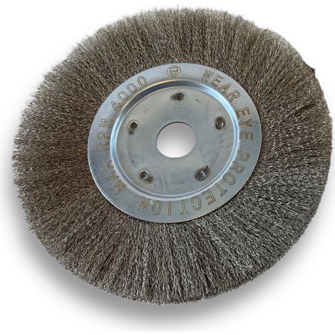 Brosse circulaire INOX Ø 250 mm Epaisseur 1 rang Fil souple 0.20 mm ondulé Alésage 32 mm + réducteur bague 25/22/20/16/12 mm Touret meuleuse affûteuse ponceuse Kibros 211251IV