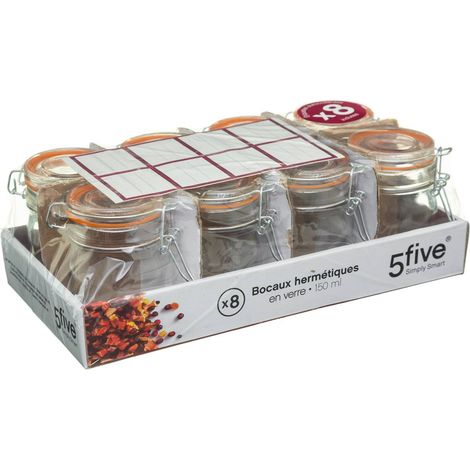 Tarro de cristal hermético x8 150ml - 5five (1/2)
