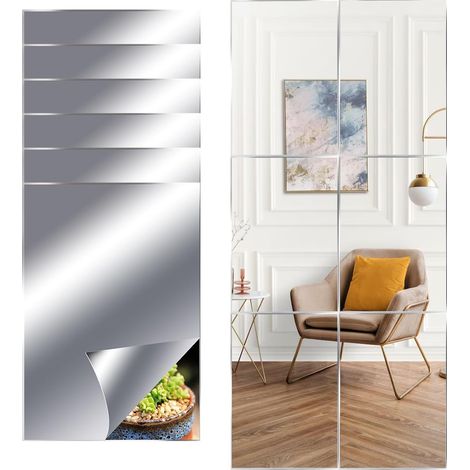 6 pezzi adesivi per specchi da parete in vetro 30 x 20 cm, specchio acrilico adesivo flessibile quadrato antideflagrante, adesivo per specchio da parete quadrato flessibile per la decorazione delle pa