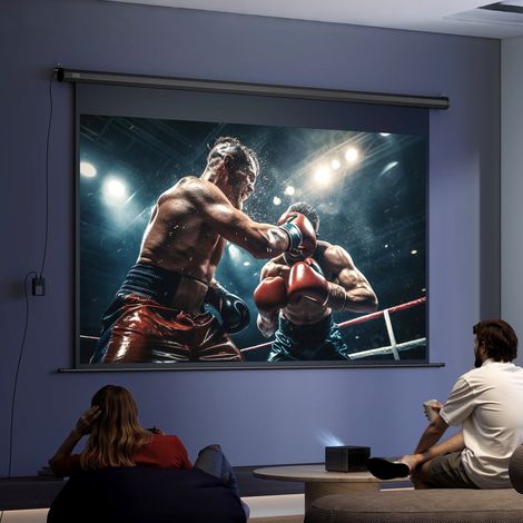120-Zoll-Motorleinwand, 16:9 4K HD, Wand- oder Deckenmontage mit Fernbedienung, 297 x 8 x 183 cm