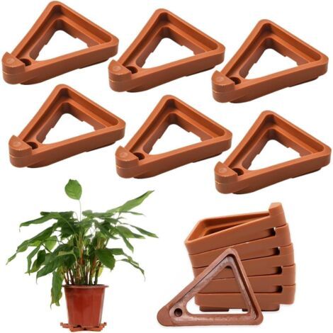 12 Pièces Pieds de Pot de Fleurs, Respirant Plastique Supports Triangulaires Invisible Stabilisateur Pot de Fleur pour Intérieur et Extérieur Jardin Terrasse Patio (L) Soucoupe pour pot (1/5)