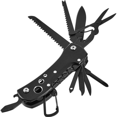 15-in-1-Multitool, Taschenmesser mit Scheide, Schwarz (1/5)