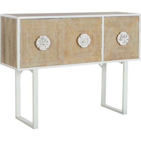 Console élégante épicéa et métal pour entrée chic - Blanc épicéa brossé (1/5)