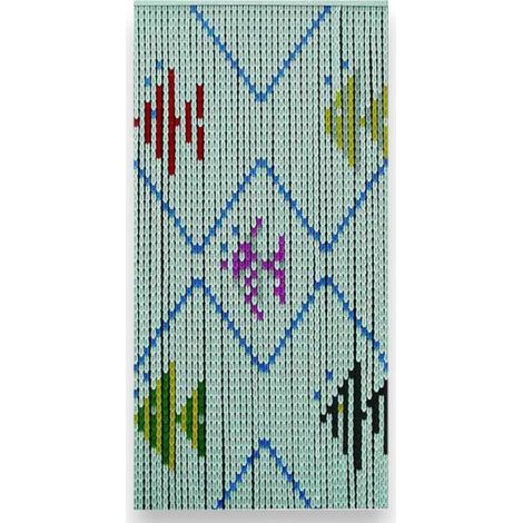Tenda anti mosche con piastrine design pesci 44 strisce 63 piastrine dimensioni 120x230 cm supporto alluminio per porte e finestre (1/2)