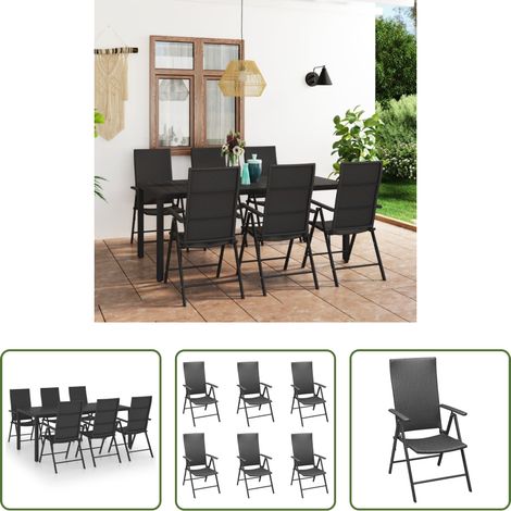 vidaXL Terrassenset - 7-tlg. Garten-Essgruppe Schwarz (1/5)