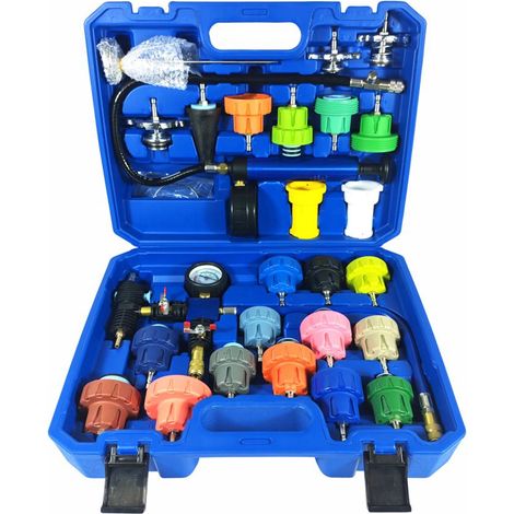 Kit de 31 pièces testeur de pression de radiateur, détecteur de fuites du circuit de refroidissement, garage et atelier pro (1/5)