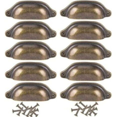 Pair 10 Stück Retro-Muschelgriffe, Vintage-Möbelgriffe für Schränke, Kleiderschränke, Kommoden, Schubladen