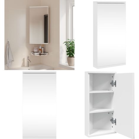 Eck-Spiegelschrank Weiß 30x24x60 cm - Eck-Spiegelschrank - Spiegelschrank Badezimmer - Holzwerkstoff Möbel - Weißer Spiegelschrank - Waschtisch Unterschrank - Home & Living