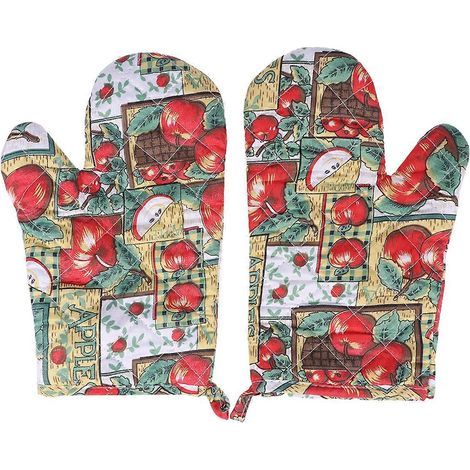 Set mit 2 isolierten und hitzebeständigen Ofenhandschuhen mit Verbrennungsschutz, geeignet zum Kochen und für die Mikrowelle (Muster zufällig) – 23,00 x 14,00 x 2,00 cm (1/4)