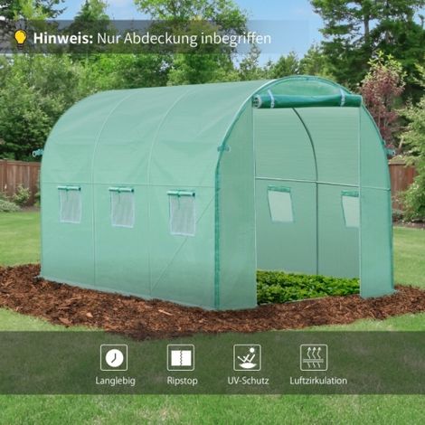 Bâche en polyéthylène, 3 x 2 x 2 m, bâche de rechange avec 6 fenêtres, pour tunnel de jardin, serre, serre-tunnel, bâche de serre, bâche de jardin (1/5)