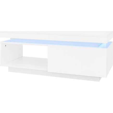 Set mobile TV e tavolino da caffè bianco lucido con LED, pannello truciolare, 2 pezzi (1/5)