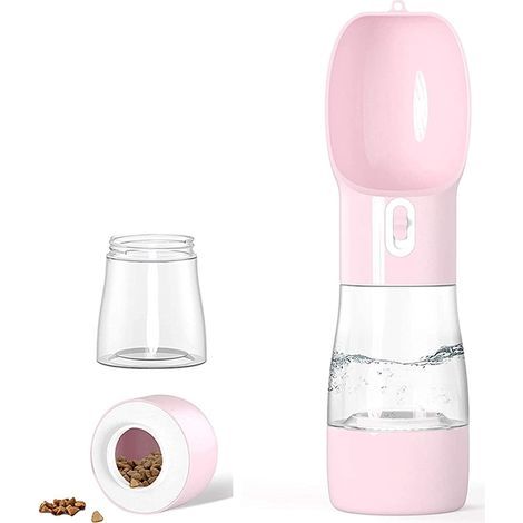 Travel Water Bottle for Dogs - Portable Dispenser for Dogs and Cats for Walking, Travel, Hiking - Multifunctional Outdoor Container (Pink) (1/5)