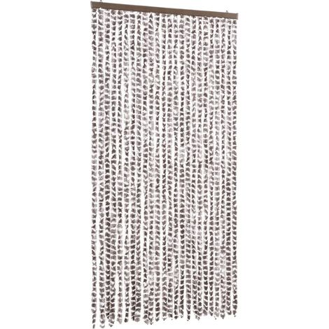 Rideau anti-mouches taupe et blanc 100x230 cm chenille CFW65163 (1/5)