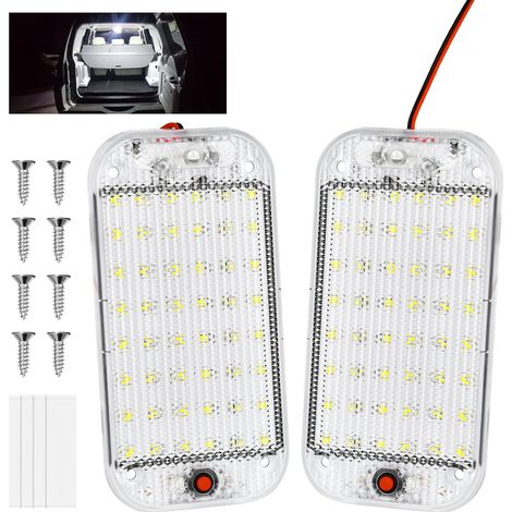 Striscia luminosa a LED per interni, 2 set da 48 LED, 12V 10W, con interruttore, luce bianca 800LM, adatta per auto/camion/camper/barche/furgoni (1/5)