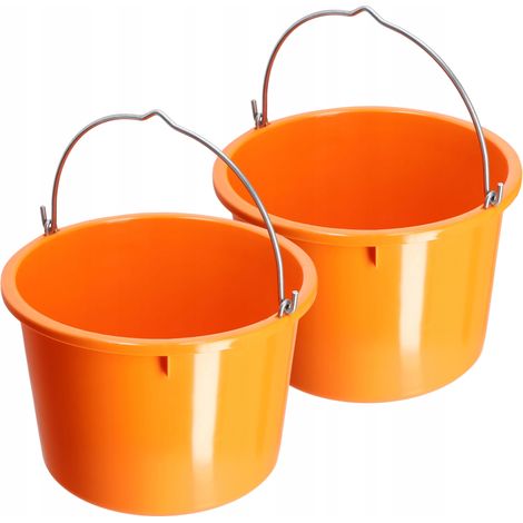 KADAX Baueimer aus Kunststoff, Mörteleimer mit Griff, 2 Stück, Orange, 20L