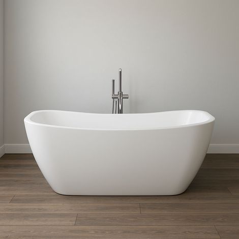 Vasca da bagno freestanding rettangolare acrilico bianco lucido 180 x 83 x 72cm (1/5)