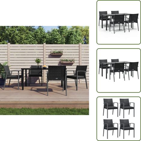 Sillas de jardín - vidaXL Juego comedor jardín 5 piezas y cojines ratán sintético y acero - Cojines para comedor