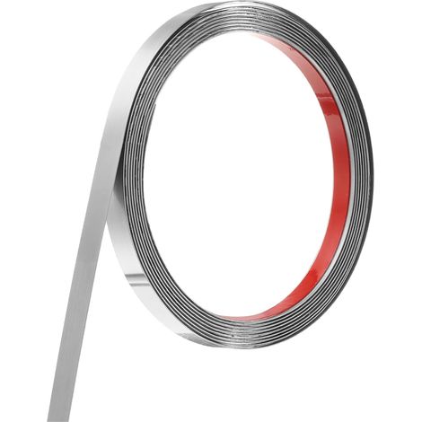 Baguette de Finition Murale en Acier Inoxydable, 10 Pieds x 0,4 Pouce, Baguette Métallique à Coller, Baguette de Miroir Auto-Adhésive pour Mur, Plafond, Argent Brossé (1/5)