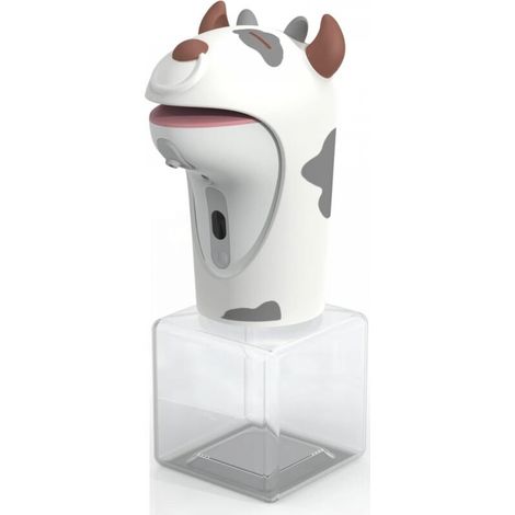 Distributeur automatique de savon, désinfectant moussant et étanche IPX6 en forme de vache mignonne pour comptoir de salle de bain (1/4)