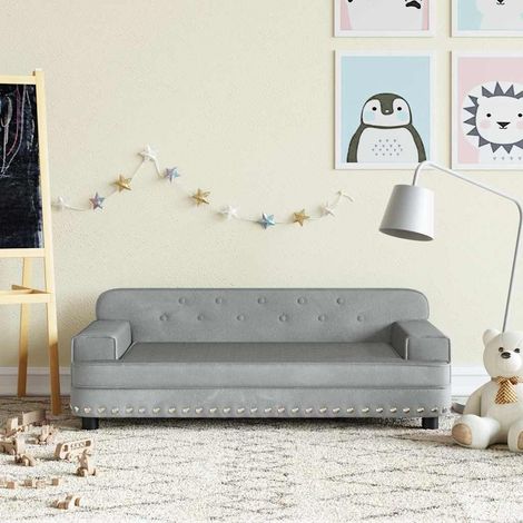 Canapé pour enfants  Canapé Sofa scandinave gris clair 90x53x30 cm velours 73409 (1/5)