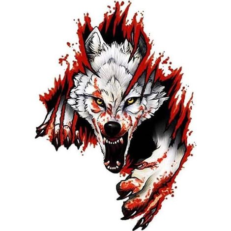 2PCS Autocollant tête de loup 3D, autocollant 3D pour voiture, loup furieux, accessoire amusant pour moto, en PVC, 18 x 25 cm (1/5)