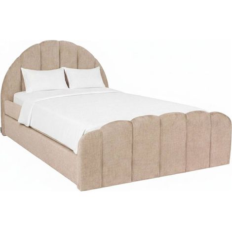 Lit banquette en chenille avec couchage gigogne - beige argile chenille (1/5)