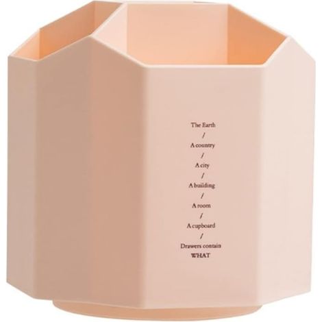 Porte-stylo de bureau rotatif à 360° avec 5 compartiments et boîte de rangement rose (1/4)