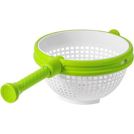Centrifugadora de ensalada 2 en 1 – Lavadora de verduras con cesta de drenaje – Plástico – Verde – (1/5)