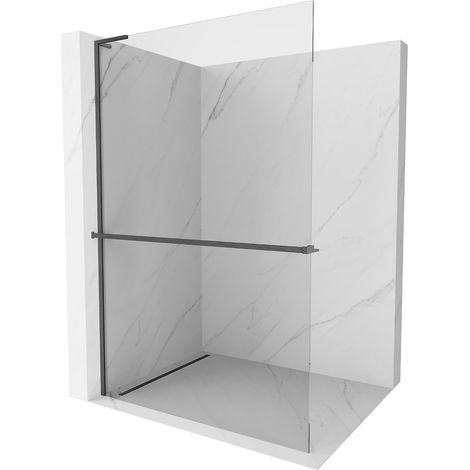 Mexen Kioto+ L Duschwand mit Regal Walk-in 120 x 200 cm, transparent, gebürstetes Gunmetal