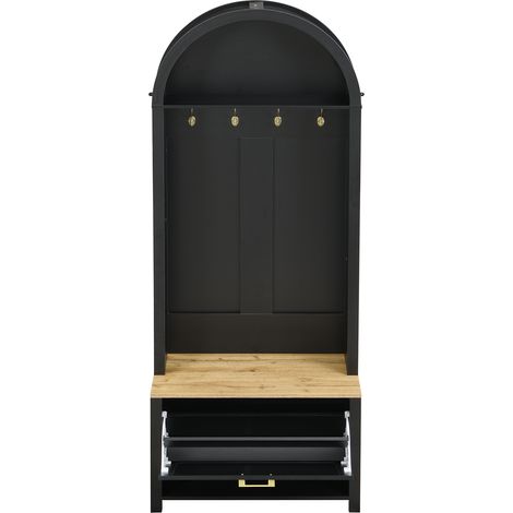 CAIziArmoire vestiaire multifonctionnelle avec porte-chaussures, tablette et crochets – vestiaire d'entrée, corps en MDF durable, design moderne, pieds en fer stables, rangement pratique
