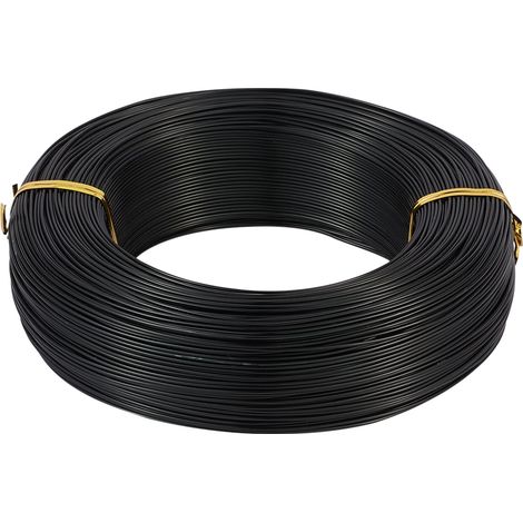 Fil en aluminium, 1,8 m, calibre 18, flexible, pour bricolage, artisanat, fabrication de bijoux, noir (1/5)