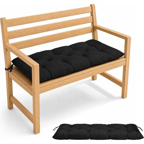 Garden Bench Cushion for Outdoor/Indoor Chair, Swing Seat Cushion and Garden Bench, Waterproof Seat Cushion for Swing Chair, Bench and Pallet (Black) (1/5)