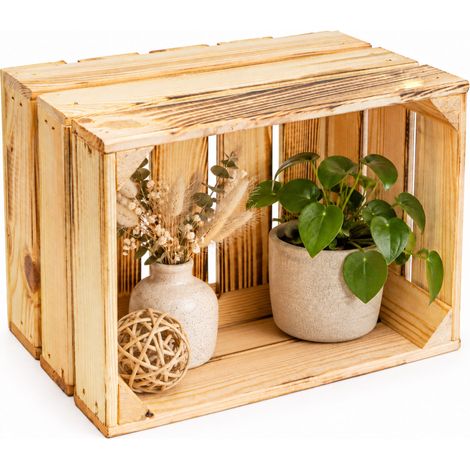 Holzkiste mit Griff "BF klein 34x23x21cm" Neu & geflammt Dekokiste Weinkiste Obstkiste Tischdeko (1/5)