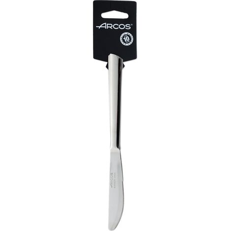 Set de couteaux à déjeuner Arcos Tuscany 574800 monobloc d'une pièce en acier inoxydable 18/10, 3 pièces et lame de 8,5 cm sur présentoir.
