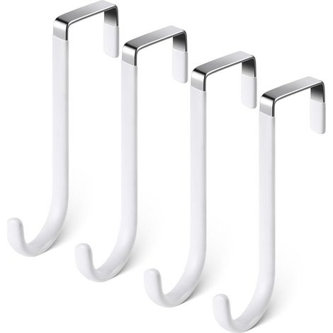 Quatre crochets de porte en acier inoxydable, adaptés aux bords de porte, aux tiroirs et aux porte-manteaux. (1/5)