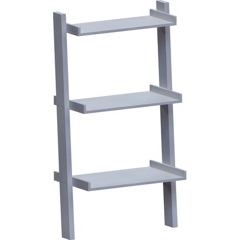 York 3 Tier Ladder Shelf Unit Bookcase Shelving Display Stand Rack Storage, Grey