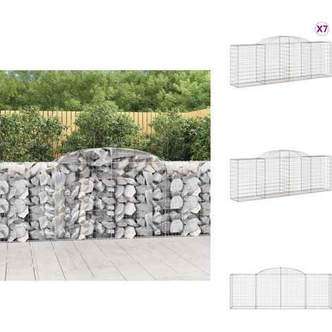 Gabionen mit Hochbogen 7 Stk. 300x50x100/120cm Verzinktes Eisen - Gabionen - Gartendeko - Eisenmöbel - Zaun - Sichtschutz (1/5)