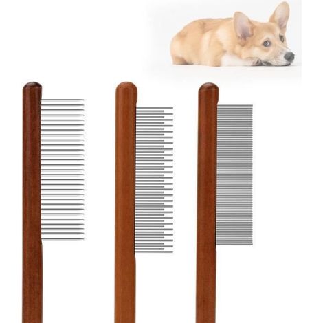Lot de 30 peignes de toilettage pour chiens, peignes en bois massif pour chats à dents arrondies, peigne en métal, brosse à main (1/4)