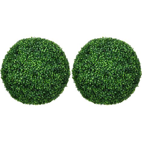 Set aus 2 künstlichen Buchsbaumkugeln Ø50 cm aus grünem Kunststoff MODENUIT (1/5)