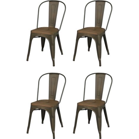 Lot de 4 chaises en métal "Liv" - Gris industriel - L 36 x l 45 x H 84 cm - Livraison gratuite (1/3)