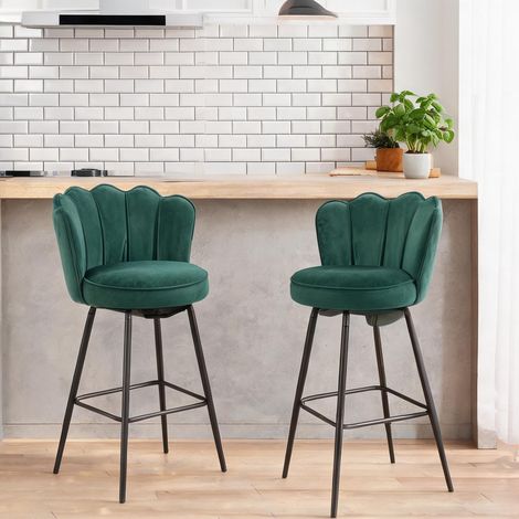Tabouret de bar vert foncé en velours Acier 54 x 55 x 97 cm (1/5)