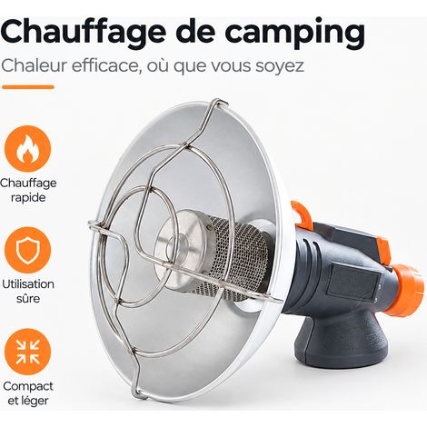 Chauffage de camping portable à gaz pour tente d'extérieur 28 × 17 × 20 cm 400 g – Livraison gratuite