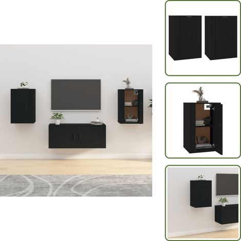 Armadio tv - vidaXL Mobili Porta TV a Parete 2 pz Nero 40x34,5x60 cm - Armadio a parete