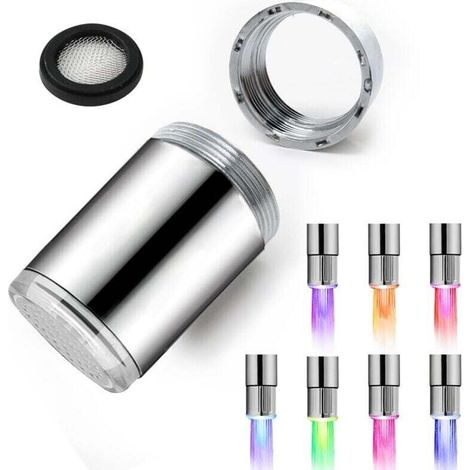Pack Colorful LED Water Taps, 7 Color Changing Faucet Nozzle, LED Light Tap, Faucet for Restaurants, Homes, Kitchens and Bathrooms MUMU (1/4)