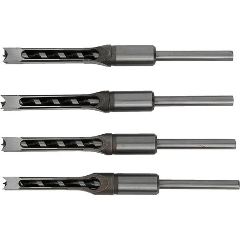 Ensemble 4 mèches à bois carrées en acier trempé pour perceuse, forets bois 11-12,7 mm, outils de menuiserie (1/5)