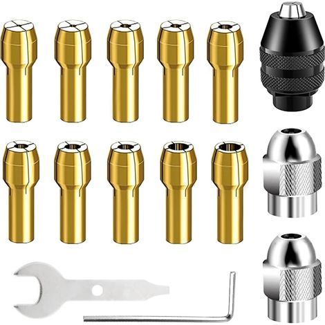 15 Pièces Mandrin pour Dremel Mini Mandrin Accessoires pour Outil Rotatif 0,8mm à 3,2mm 4486 Mandrins Adaptateur à Changement Rapide pour Outils Rotatifs de Mandrin Électrique 4000 3000 200 100 (1/5)