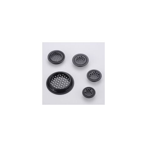 Juego de 20 rejillas de ventilación redondas de acero inoxidable para autocaravanas, baños, cocinas, etc. Color negro, 53 mm - Crezuo