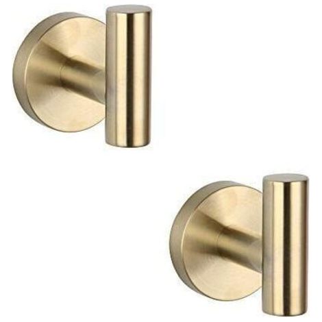 Set mit 2 Haken aus gebürstetem, goldfarbenem Edelstahl SUS 304 für das Badezimmer (1/5)
